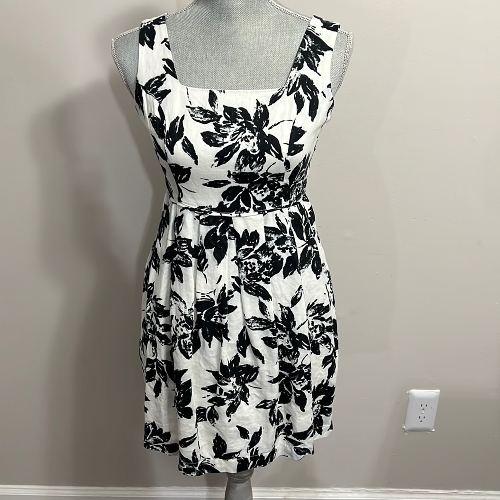 White Dress with Black Flowers